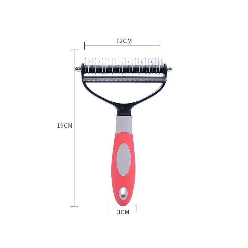 Dual purpose pet comb for dogs and cats, plastic construction, blue colour, large size, with comb teeth visible