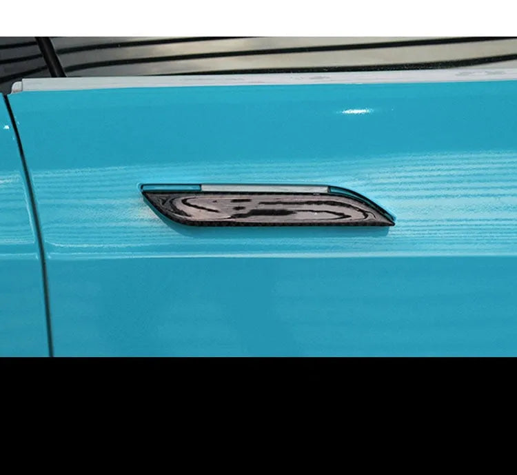 Tesla Model S carbon fibre door handle protection patches with adhesive backing