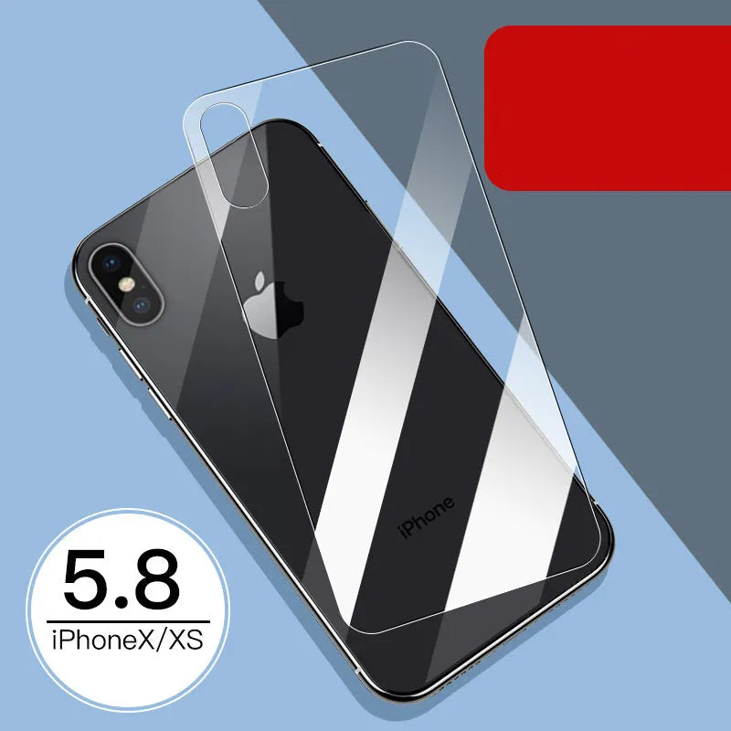iPhone 11 Pro Max tempered glass screen protector with rear film and front film options.