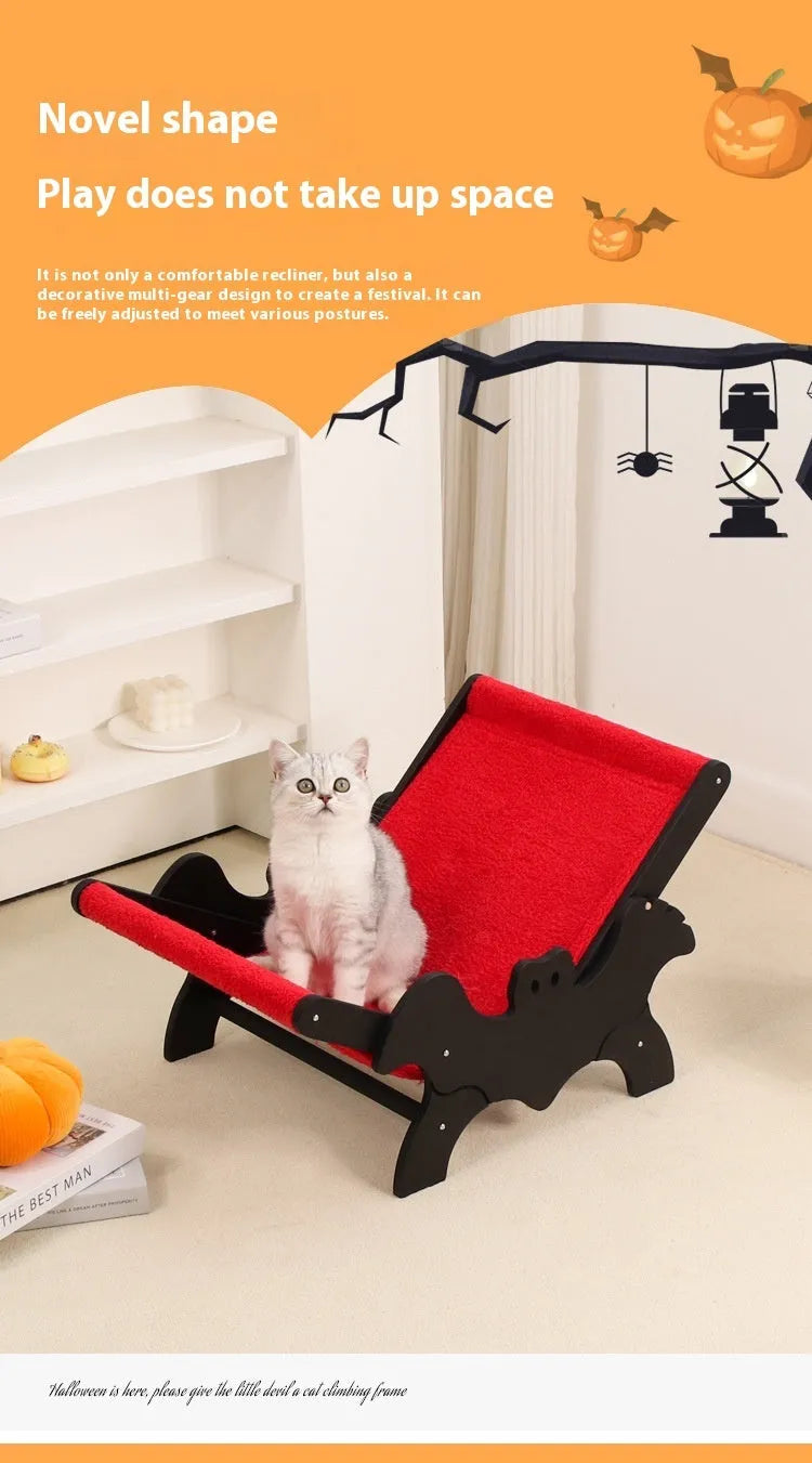 Black and red Halloween themed wooden cat recliner bed MW-054