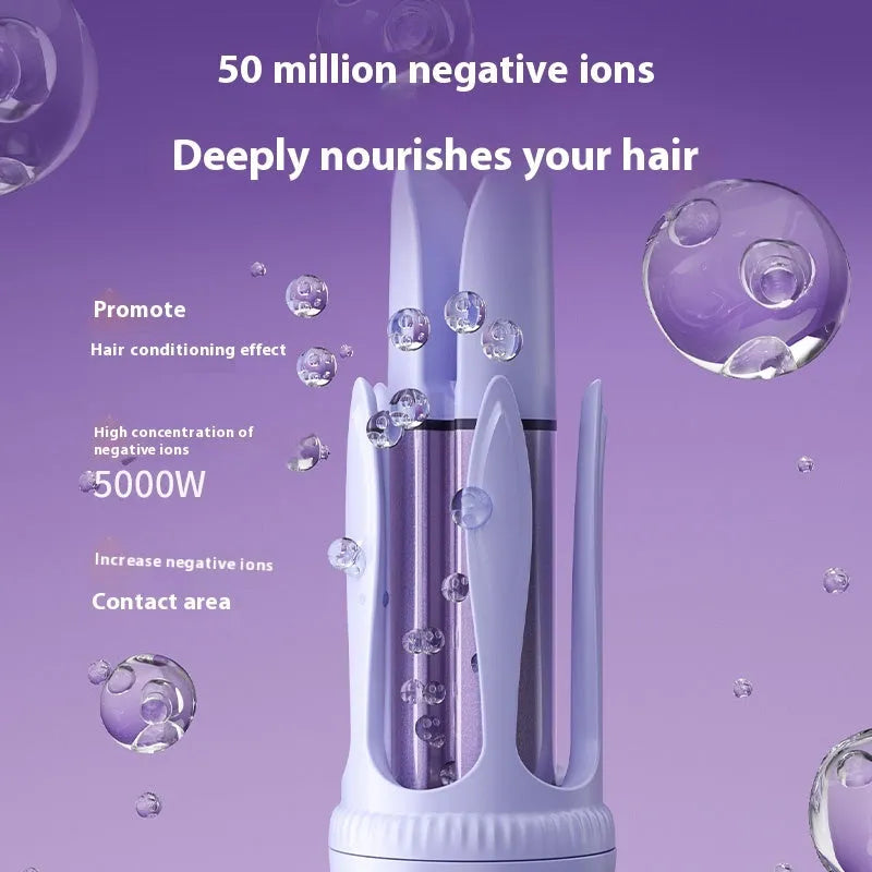 Pink automatic hair curler with 32mm barrel, three clips, and comb on white background