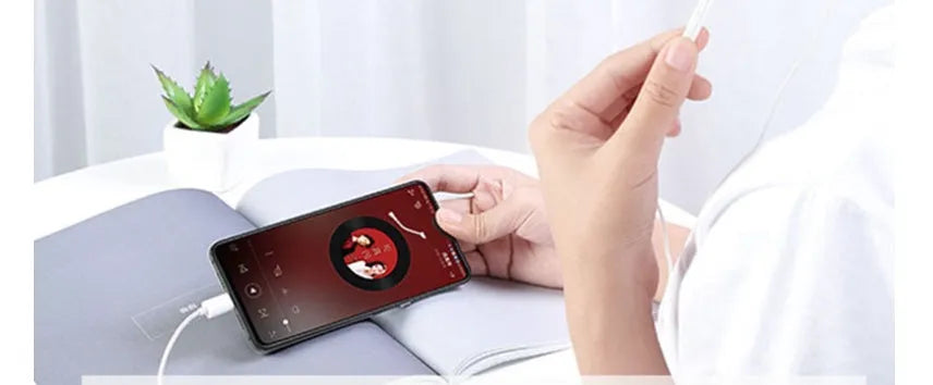 White Type-C digital audio adapter cable for connecting audio to smartphones
