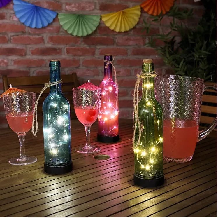 2 metre LED copper wire light string with battery box showing warm white and white light options