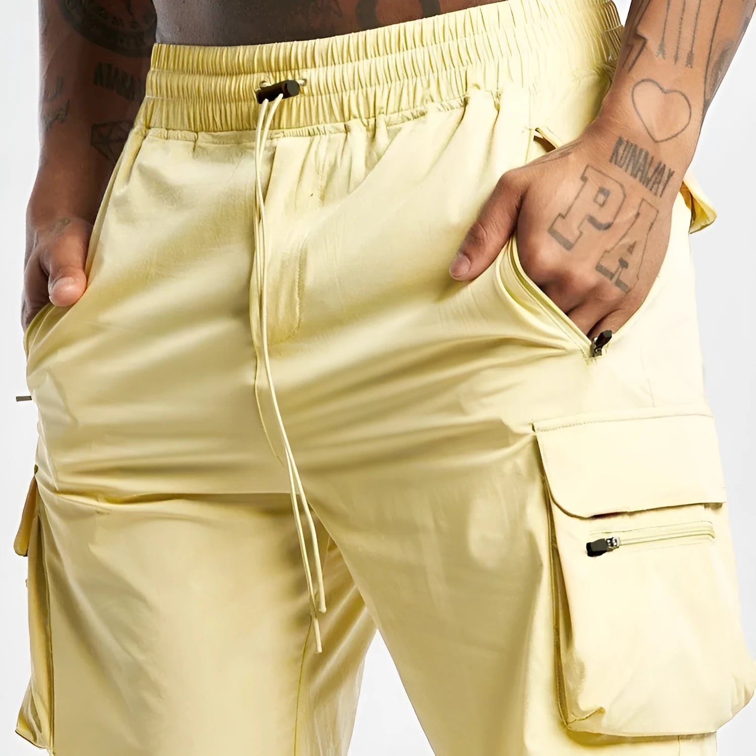 Men's black fitness shorts with four-way stretch and quick-dry fabric for running and gym workouts