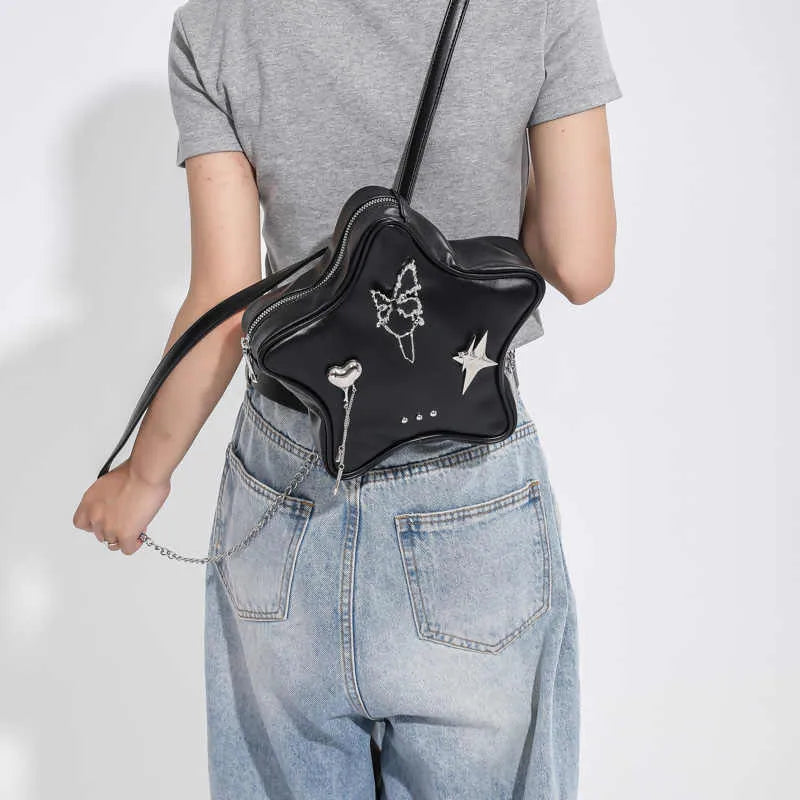 Women's soft PU leather mini backpack messenger bag in black, shown with crossbody strap