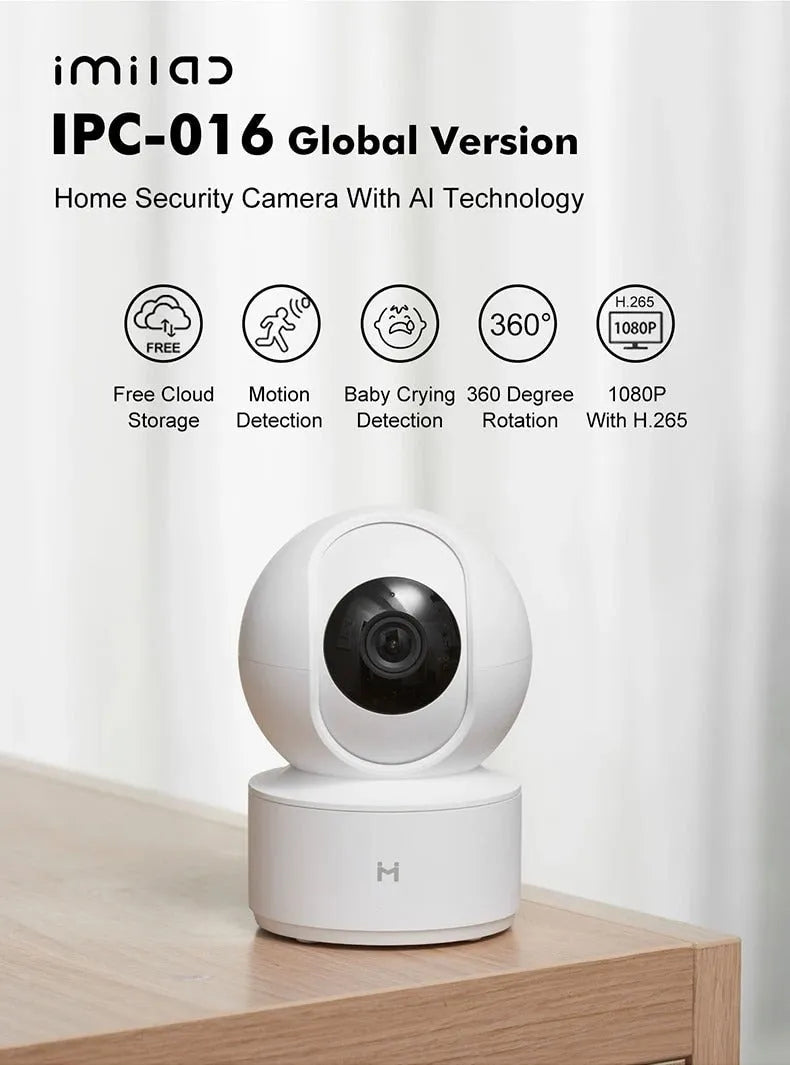 White Xiaobai smart security camera showing front view with lens