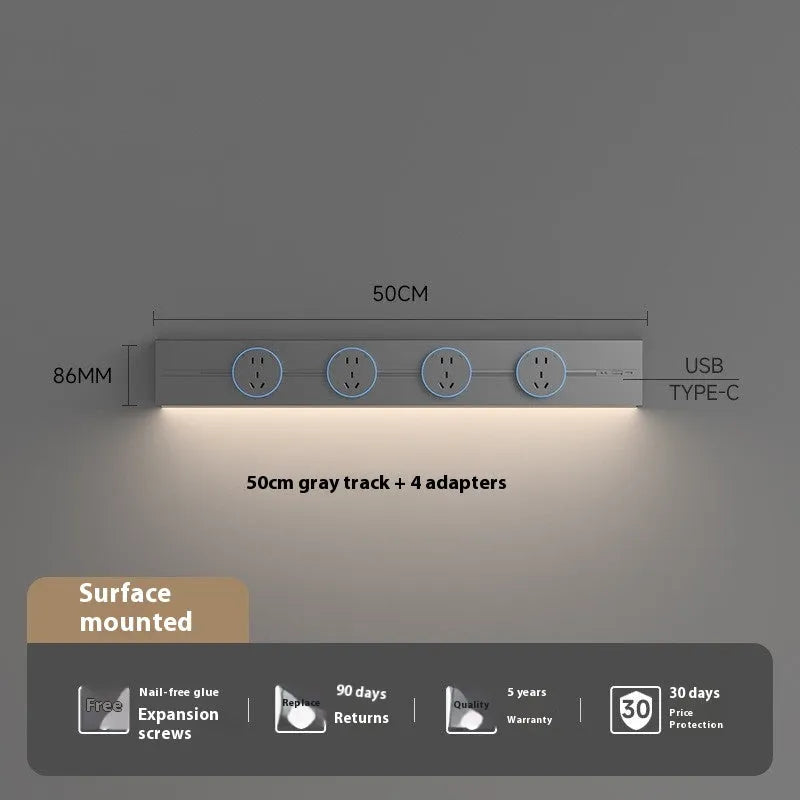 Induction lamp rail socket movable track socket black colour aluminium alloy shell
