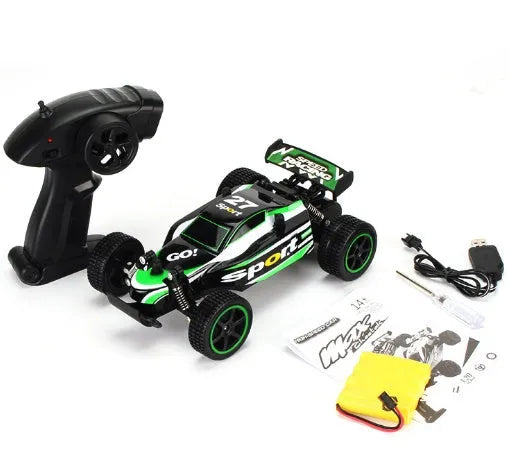 Blue 1:18 scale remote control off-road drift car with 2.4G transmitter