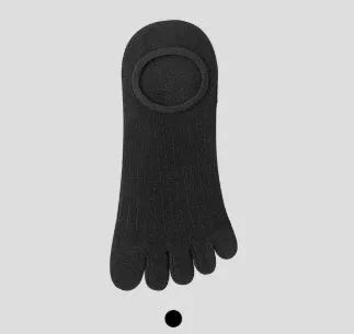 Modal five-finger ultra-thin boat socks in black, white, grey, and khaki colours for summer.