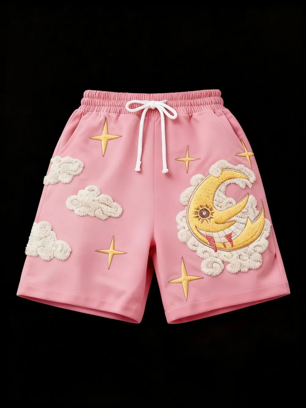 Retro plus size loose sports knee length shorts in pink and green, sizes M to 3XL
