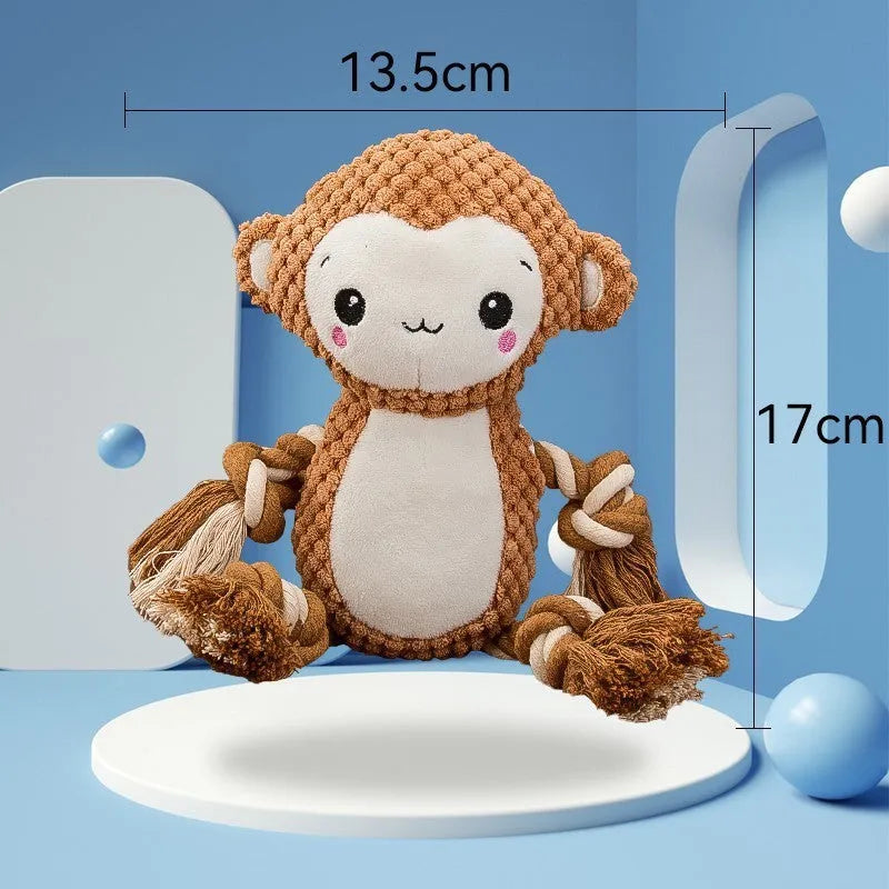 Lion and monkey plush squeaky dog toys bundle for medium large dogs