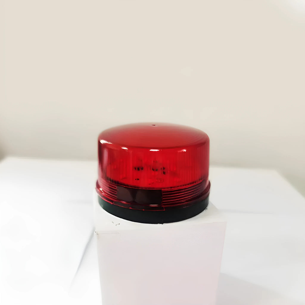 Ji'an Electronics HC-79 small red warning and alarm light with strobe, 73mm diameter.