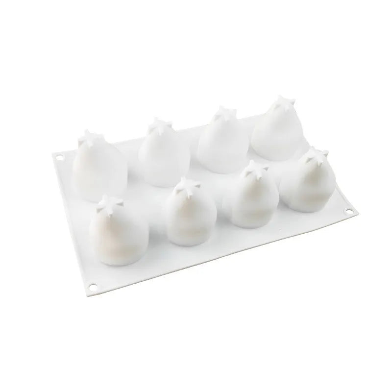 Set of six silicone baking moulds in pineapple and pine cone shapes for Italian mousse cakes