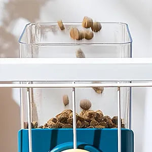 Transparent hanging automatic pet feeder with water and food dispensers for rabbit cages