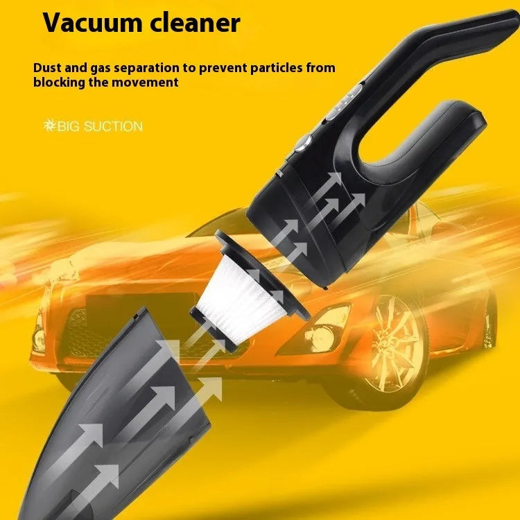 Black wireless handheld car vacuum cleaner with suction and blowing functions