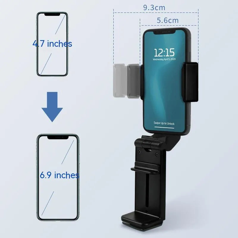 360-degree rotary collapsible phone holder in H22 Black on desktop