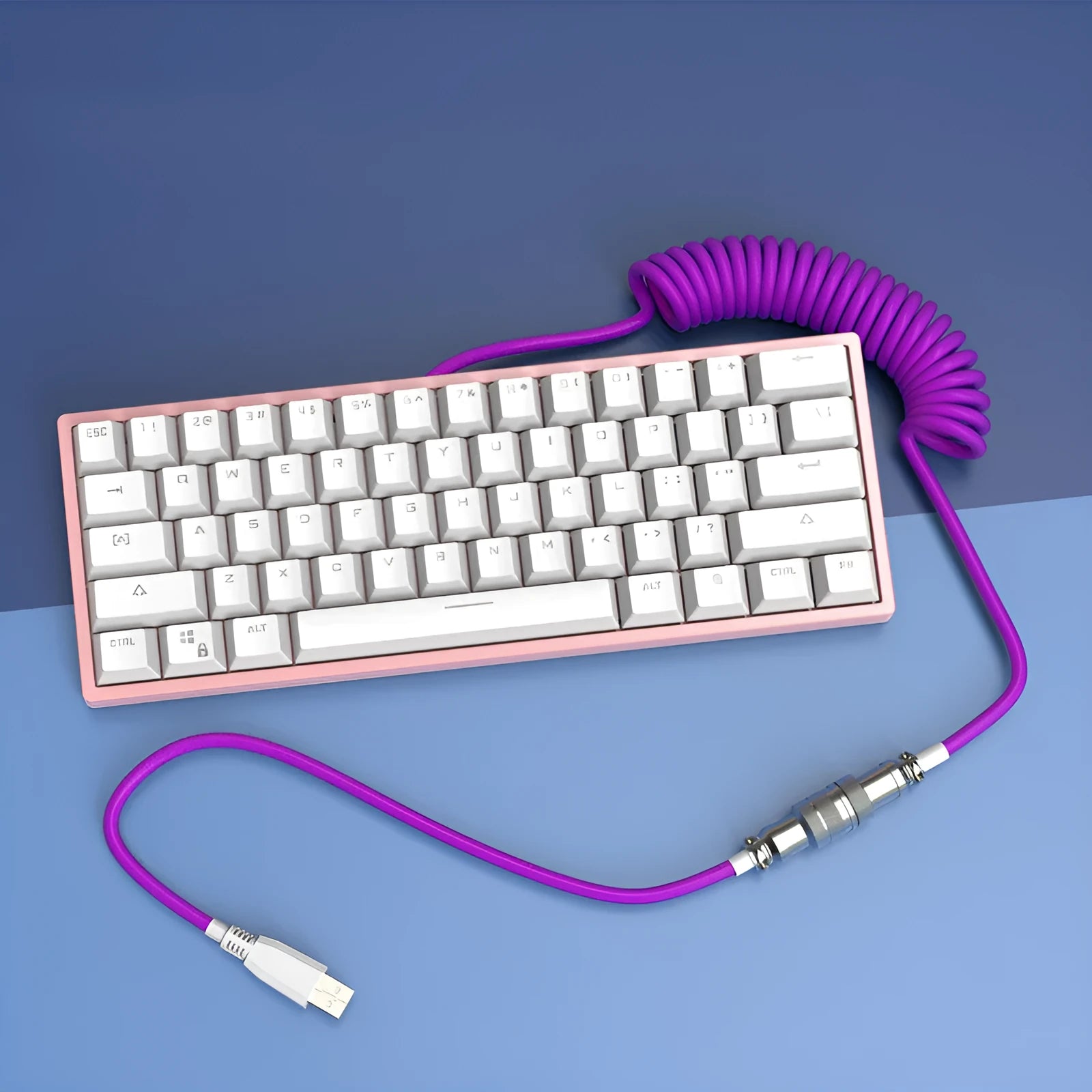 Type-C detachable mechanical keyboard cable with USB adapter in multiple colour options