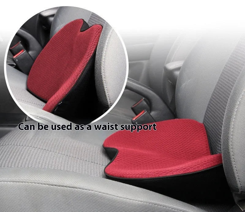 Car seat cushion for height adjustment with memory foam filler in choice of four colours