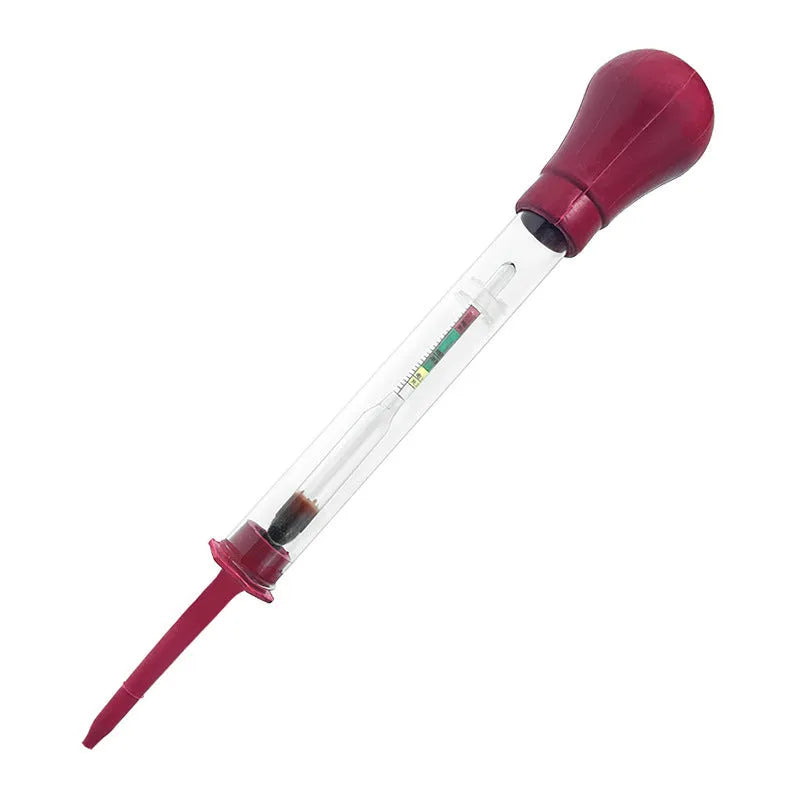 Electrohydraulic hydrometer for automotive battery electrolyte specific gravity testing