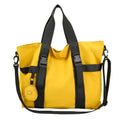 Men's grey Oxford cloth shoulder bag showing main compartment and attached coin purse