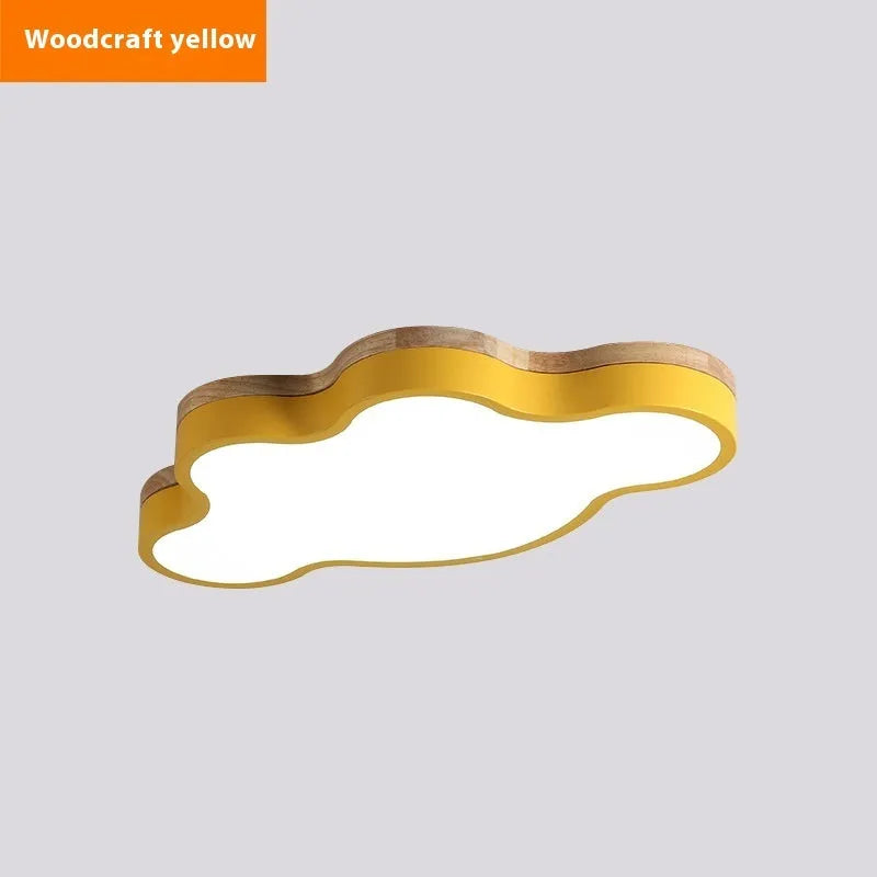 Modern cloud-shaped wood effect LED ceiling lamp for bedroom or study