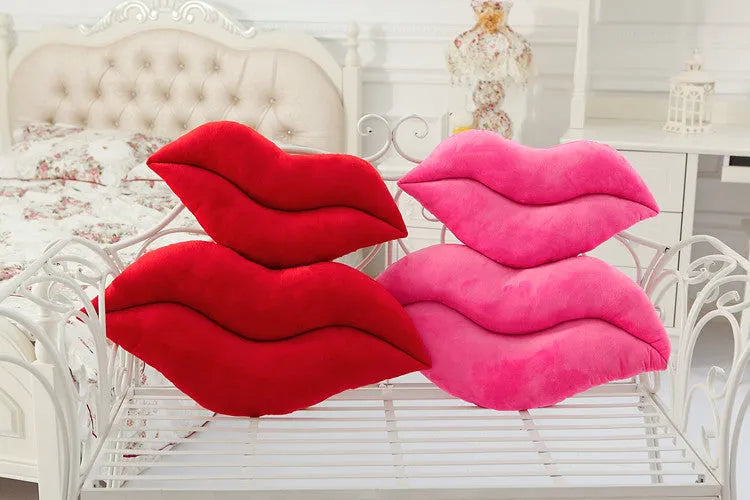 Creative sexy plush big lips pillow in pink and red, 50cm and 60cm height