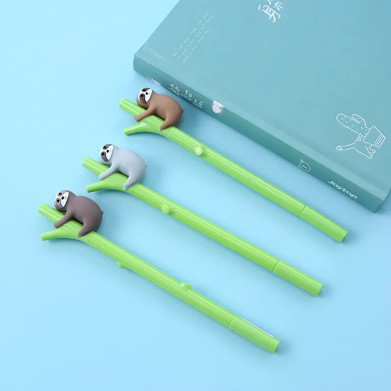 Zhongfan small black cute cartoon sloth signature pen with 0.5mm tip and plastic body
