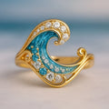 Gold HAILANG series ring with spray pattern design showing micro inlay texture on zinc alloy