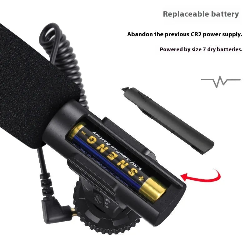 Black video recording microphone for mobile phones