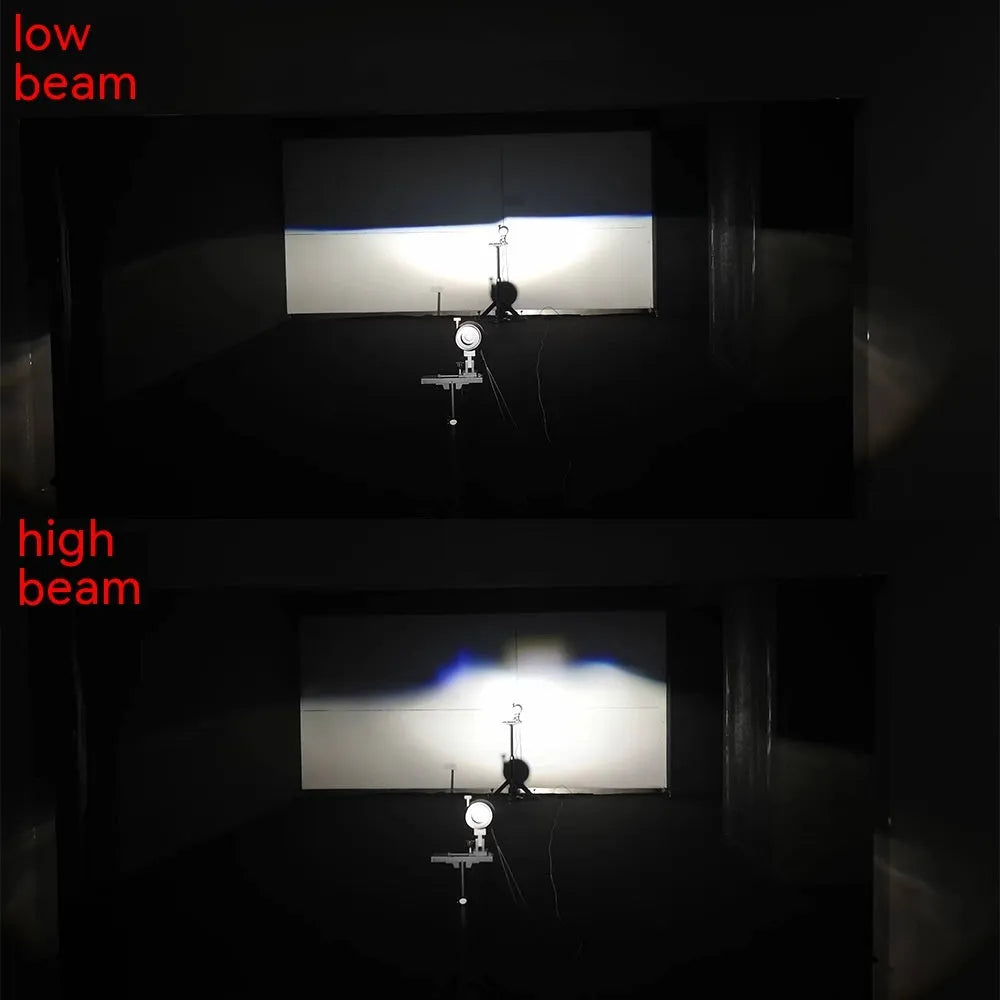 Black LED motorcycle headlight unit showing dimensions of 267mm width and 127mm height.