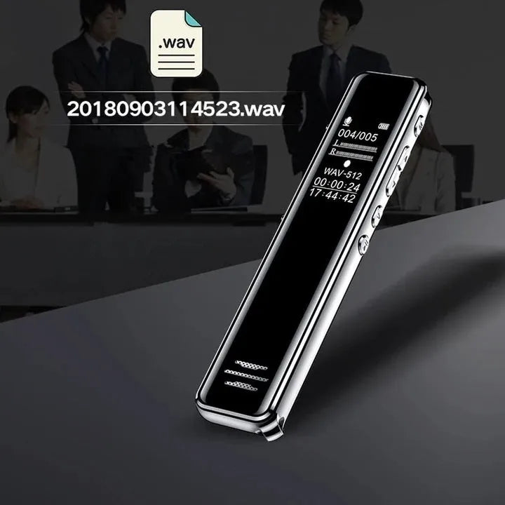 Q22 high definition noise reduction recording pen in black with LCD screen, zinc alloy shell, 108x23x9.8 mm size