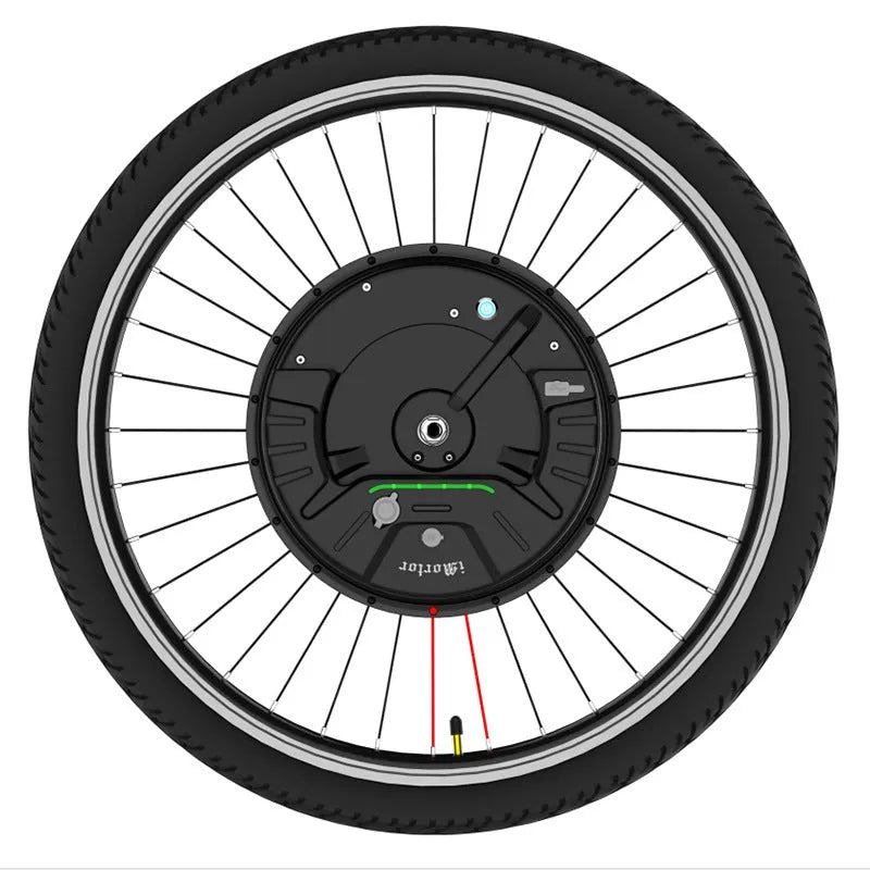 Yunzhilun alloy hub motor and charger for 26-inch electric bicycle conversion kit.