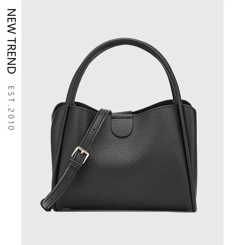 PU leather horizontal square messenger bag 24x11x18cm in brown with single shoulder strap and stitch detailing
