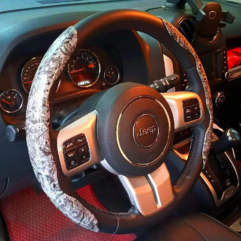 Peach wood grain artificial leather steering wheel sleeve for 38cm car wheels.