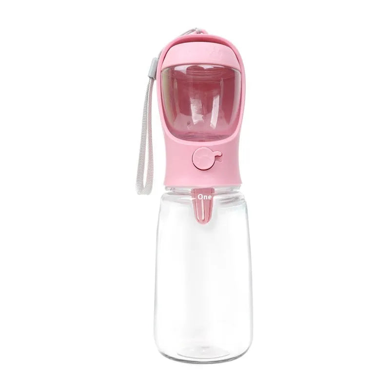 Portable dual-use dog drinking cup in blue colour with foldable design and water grain split
