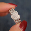 S925 sterling silver twisted heart ring for women, electroplated white gold finish, US size 7.