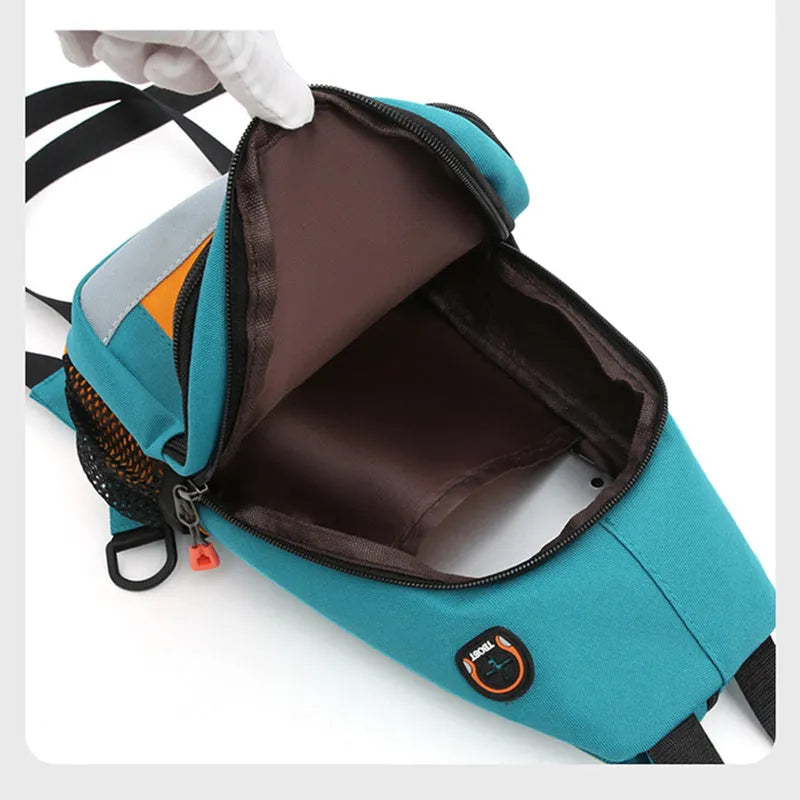 Women's multifunctional Oxford cloth backpack with USB design, medium size, vertical square shape, colour block finish