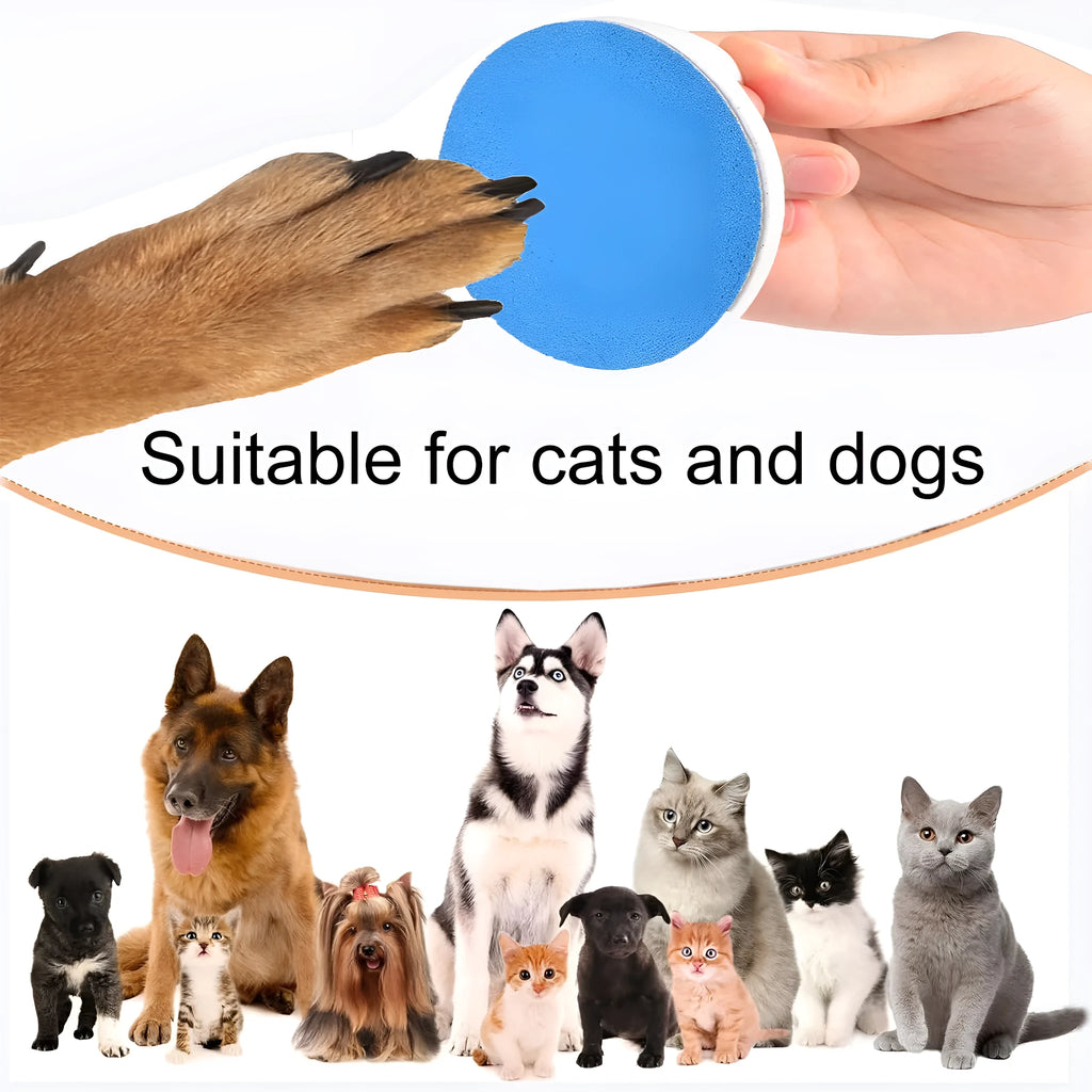 Round dog nail scratch board with ergonomic handle in assorted colours