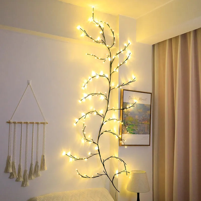 Warm white LED rattan decorative light string with PVC shell for room lighting