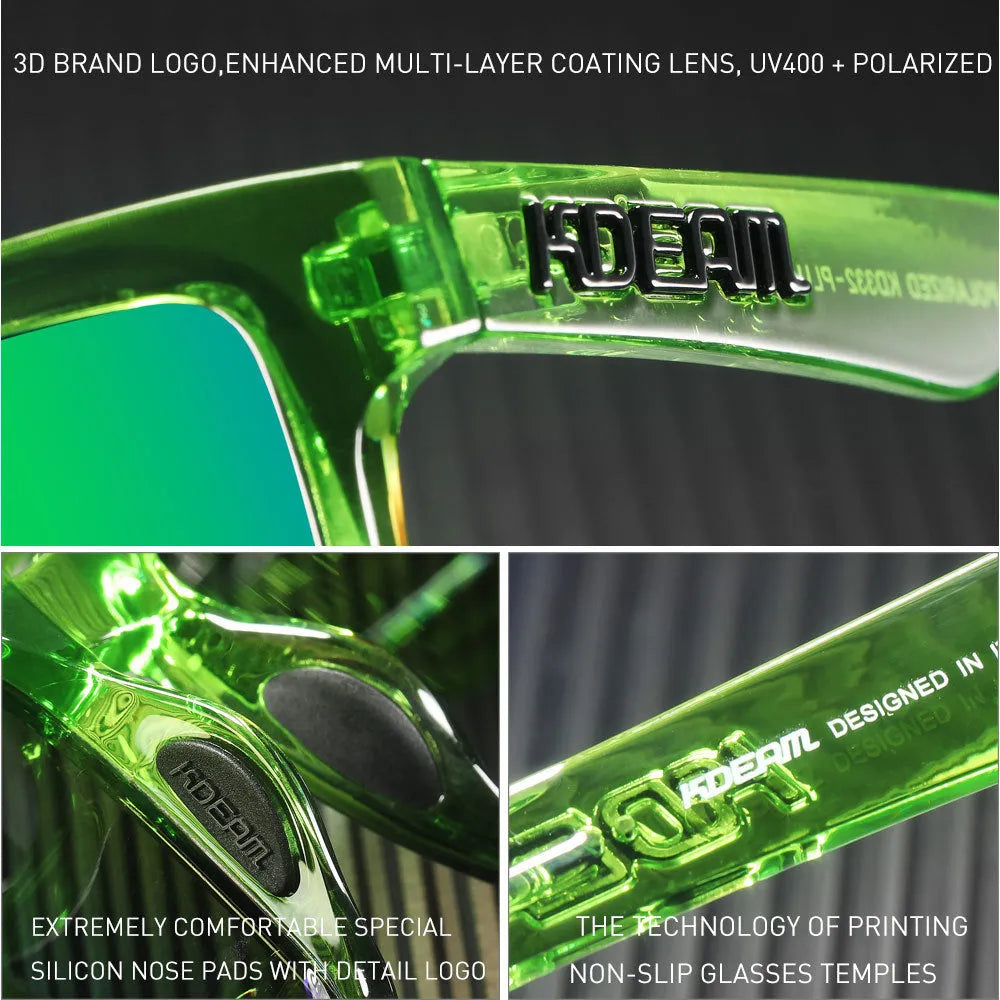 Square polarized sunglasses with TAC lenses and PC frame available in multiple colours