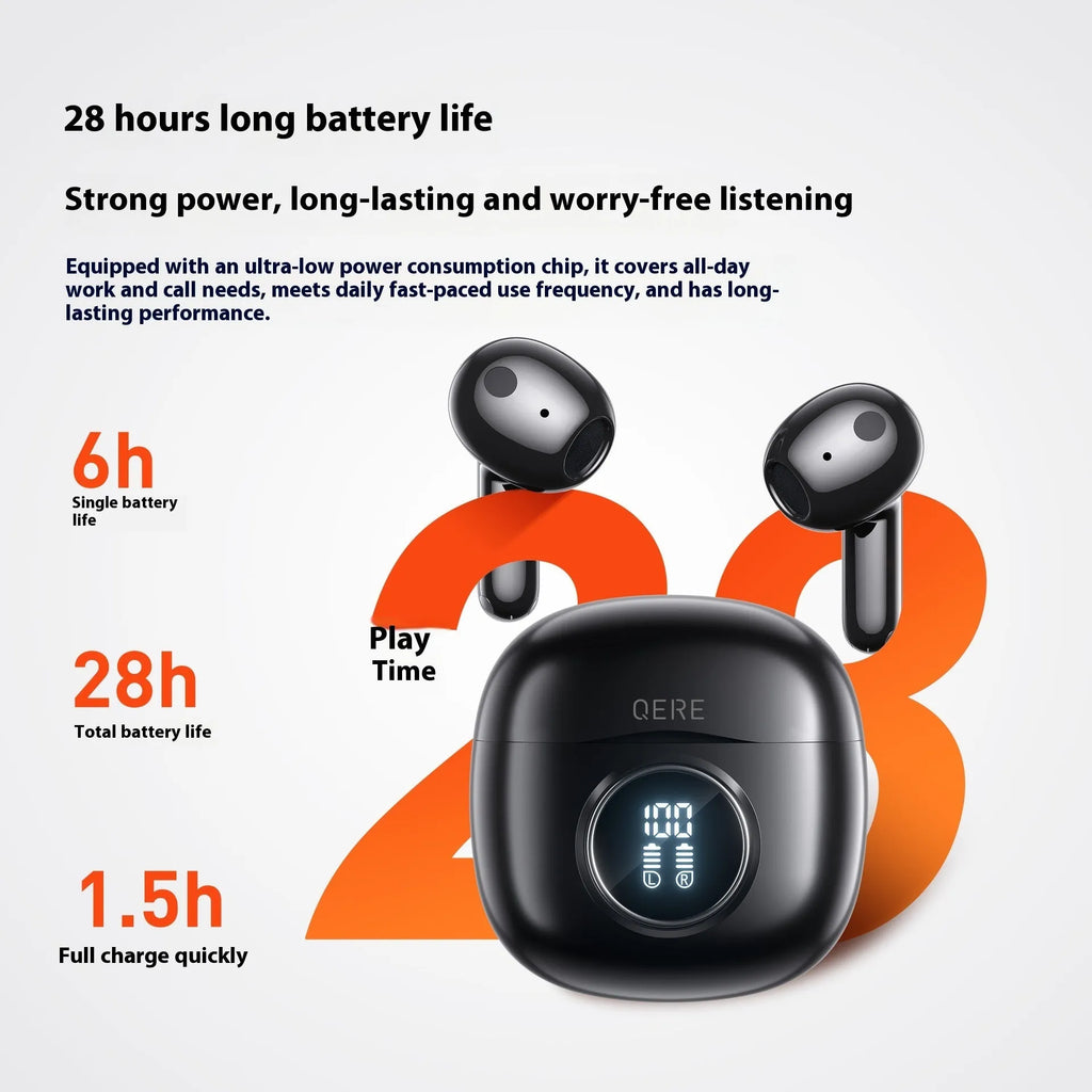 E40 TWS wireless Bluetooth headset with digital display charging case, e-sports in-ear design, black or white