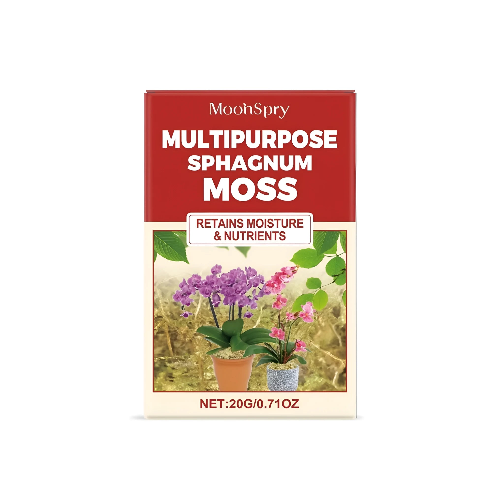 20g pack of natural Sphagnum moss for reptile terrarium substrate and humidity control
