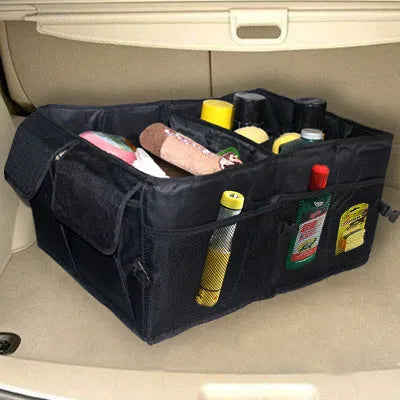 Black non-woven foldable car storage organiser bag 40cm long 26cm wide for boot package organisation