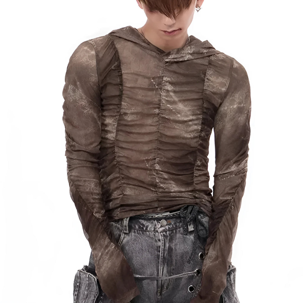 Boys' lightweight pleated shirt in ice silk polyester fabric, picture colour option, Asian sizing