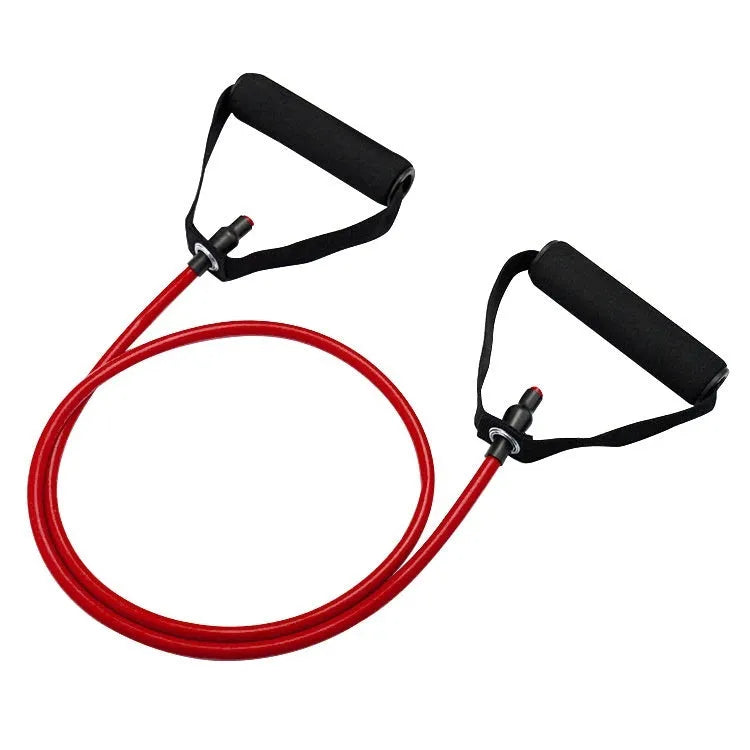 Adjustable chest expander with colour-coded TPE tension ropes: yellow, green, red, blue, black.