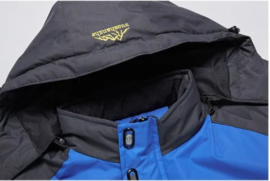 Men's Harsh Winter Jacket with Fleece Lining 3000mm Waterproof UV Resistant Warm Wear Resistant Artificial Fur Collar Available in Red Black Denim Blue Army Green Colour Blue Sizes L to 5XL