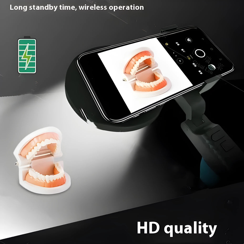 Black handheld LED fill light for mobile phone photography with adjustable brightness control