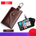 Men's genuine leather keychain card holder in square vertical design with key organisation system