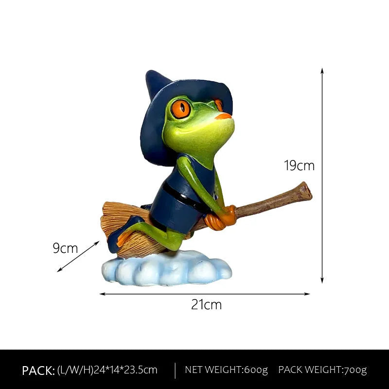 European-style plastic and resin magic yoga frog ornament in RDW123 colour on a shelf.