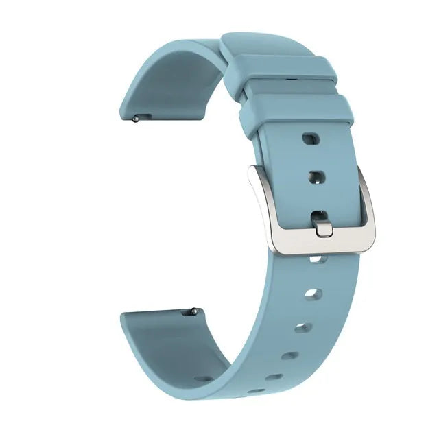 Micro Engraved P8 silicone watch strap 20mm in black with straight interface, buckle, and standard watch needle